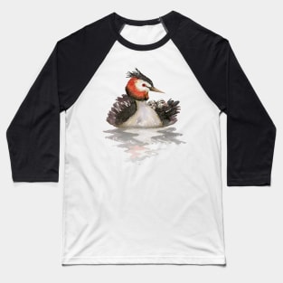 Great Crested grebe with chicks watercolor Baseball T-Shirt